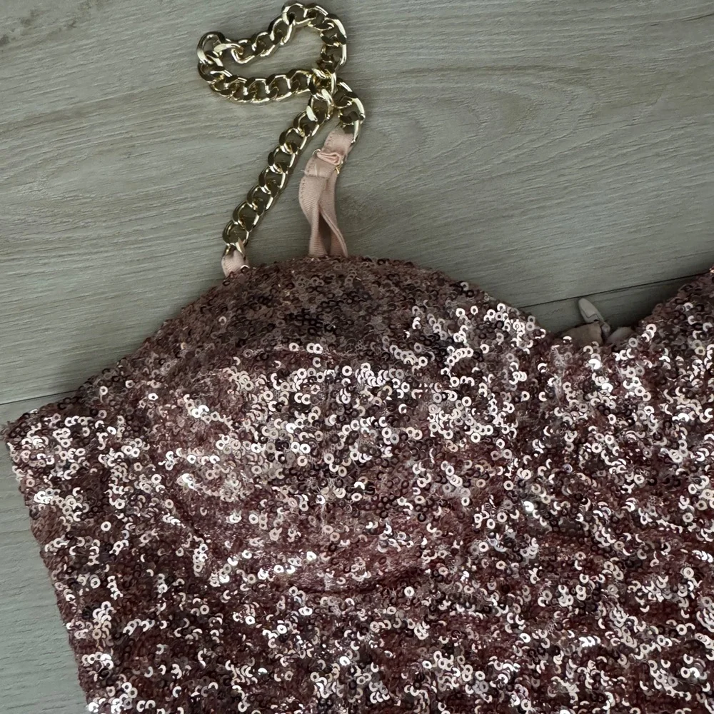 Sparkling Sequin Jumpsuit in Rose Gold - Picture 3 of 7